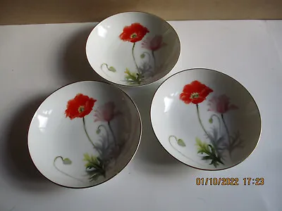 Buy 3x Noritake Nippon Decorative Bowl Plate Hand Painted Poppies Signed S Kimura • 11.50£