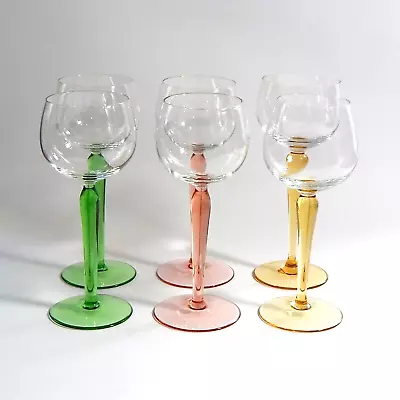 Buy Vintage Wine Glass Set Of 6 French Harlequin Colourful  1960s Mid Century Modern • 46£
