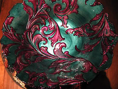 Buy Arda Glassware 'Vanessa' Shallow Bowl, Antique Teal & Purple, Turkish Glass • 55.91£