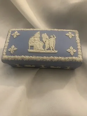 Buy Wedgewood Mini Rectangle Trinket Box Blue Vintage Vanity Case Jasper Jasperware  • 9£