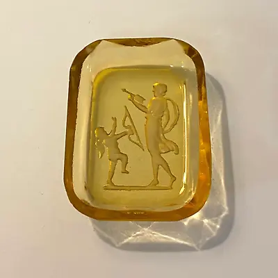 Buy Vtg. Amber Czech Bohemian Glass Intaglio Salt Dip Cupid & Venus - Czechoslovakia • 9.48£