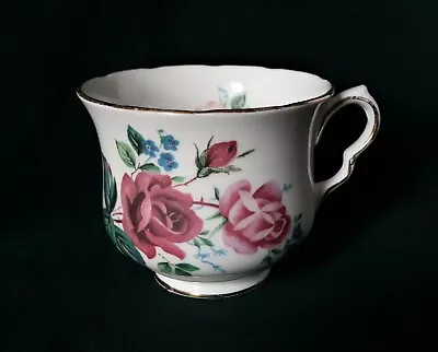 Buy Queen Anne Tea Cup Bone China Teacup Dark And Light Pink Roses And Blue Flowers • 12.95£