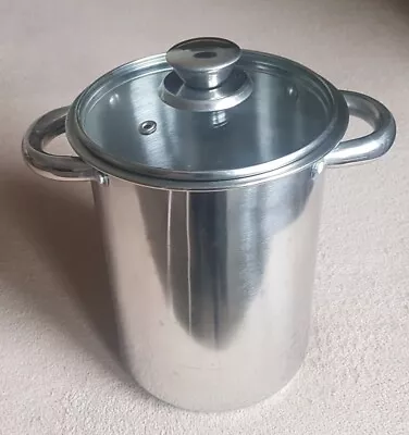 Buy Cooking Tall Deep Pot, Stainless Steel With Glass Lid  21cm X 17cm • 7£