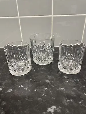 Buy 3 Cut Glass Crystal Whisky Tumblers Glasses 2 X 8.5cm & 1 X 9.5cm • 8£