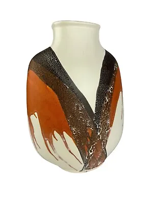 Buy Vintage Abstract Pottery Royal Haeger White Brown Orange  Vase 12 Inches Tall • 76.79£