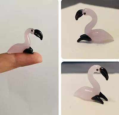 Buy Tiny Handmade Lavender Blush Flamingo Lampwork Glass Animal • 4.29£