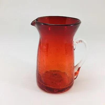 Buy Vintage Glass Vase Amberina Red Crackle Glass Pitcher 3 5/8” Kanawha? Pilgrim? • 12.53£