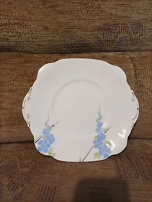 Buy Staffordshire Blue Flowered China Cake Plate • 2.50£