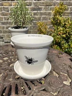 Buy Creamware Flowrt Pot And Dish ; Bumblebee Design ; Made In Stoke On Trent; • 6.99£