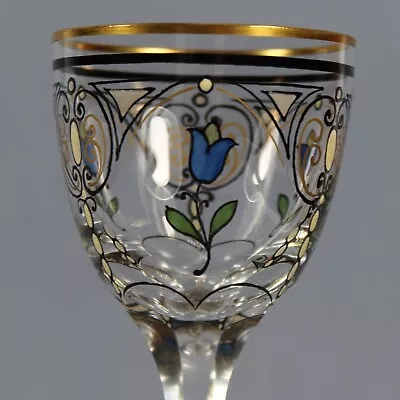 Buy Antique Art Nouveau Cordial Liqueur Glass, Enamel Fritz Heckert Theresienthal • 185£