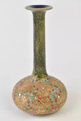 Buy Royal Doulton Lambeth Slater Stoneware Vase 6434 Gilt Gold Green Blue • 24.99£