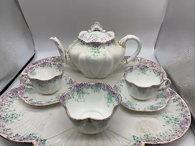 Buy Antique Wileman Foley Bone China 1894-1910 Tea Pot Tea Cups Saucer Cake Plate • 49.49£