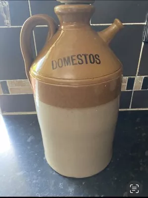 Buy Antique 1940's Domestos Stoneware Jar Flagon Salt Glaze Bottle Vintage • 24£