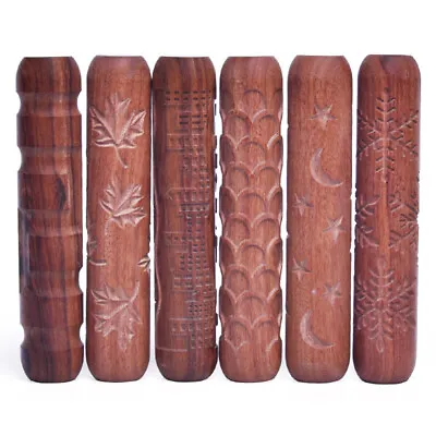 Buy Wooden Texture Clay Roller Rod Rolling Stick Embossed Pottery Modeling DIY Tool • 12.59£