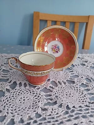 Buy Vintage 1940s Peach & Gold Aynsley Cup & Saucer • 15£