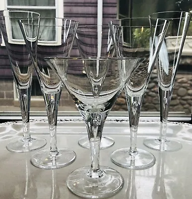 Buy 1990's Mid Mod Tear Drop Stem Water Cocktail Martini Glass Dartington Sharon-6 • 56.89£