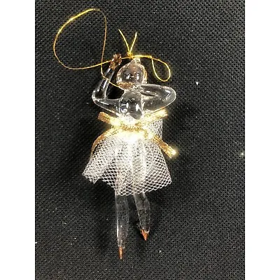 Buy Glass Ballerina Christmas Ornament Gold Trimmed With Tutu White Lace 5 Inches • 19.72£