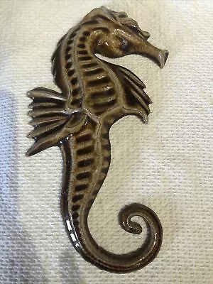 Buy Vintage Guernsey Red Ware Pottery Sea Horse Wall Plaque Brown Glaze • 12£