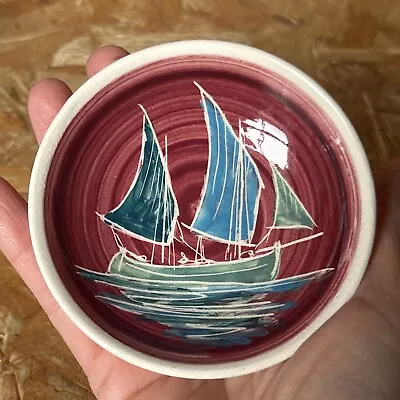 Buy Vintage Donald Beckley Isle Of Wight Studio Pottery Red Miniature Bowl Yacht 9cm • 7.99£