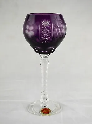 Buy Vintage Bohemia / Bohemian Crystal Wine Hock Glass - 20.4cms (8 ) Tall • 29.50£