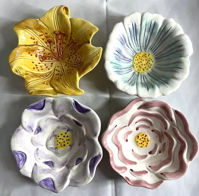 Buy Set Of 4 Vintage Hand-Painted Portugal Flower Shaped Bowls Essex Collection • 38.84£