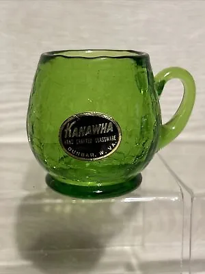 Buy Vintage Kanawha Glass Green Crackle Glass Jug Dunbar.w.va With Sticker Glass • 9.99£