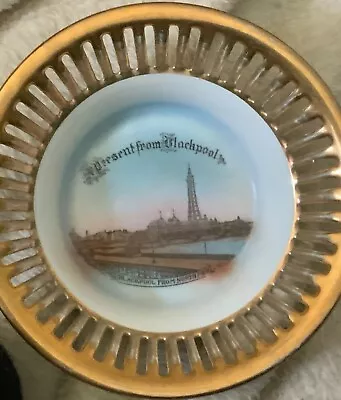 Buy Antique Present From Blackpool Schumann Bavarian Germany Souvenir Porcelain Bowl • 16£
