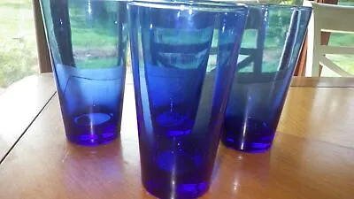 Buy Cobalt Blue Tumblers Coolers Glasses Flat Bottom Tumblers 4 16oz Drinking Glass • 79.25£