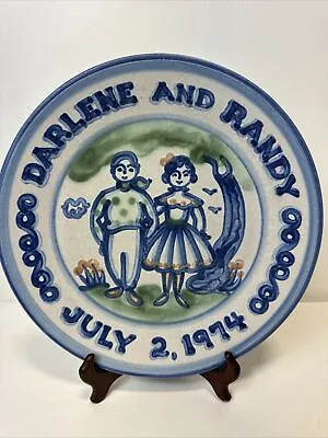 Buy MA Hadley Pottery Large Serving Platter  Farmer  And Wife 11 Inch 1974 • 21.87£