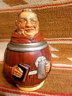Buy Cool Old German Friar Monk Beer Stein Lidded Bible N Overflowing Beer Stein 4107 • 66.38£