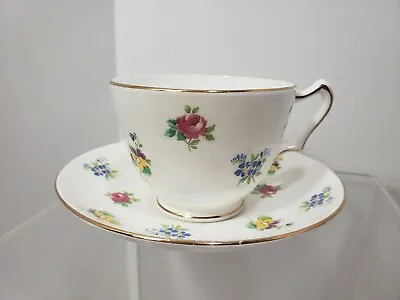 Buy Crown Staffordshire Fine Bone China England  Rose Pansy  Cup And Saucer  • 10.36£
