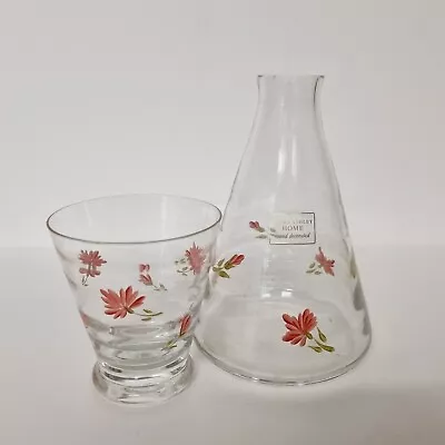 Buy Laura Ashley Carafe Water Jug & Glass Set Hand Painted Red Floral • 25£