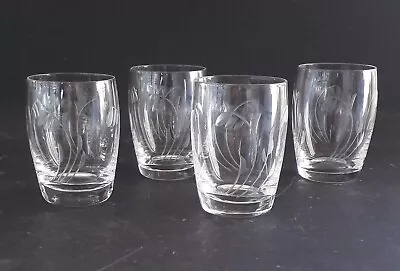 Buy Four Rare Stuart Crystal Glass Barrel Whiskey Tumblers Elgin Pattern 3 3/4 Inch • 29.99£