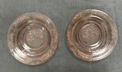 Buy 2 Vintage Depression Pressed Glass Pink Sharon Cabbage Rose Dish/bowls 1930's • 20£