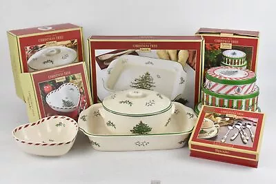 Buy Spode Christmas Tree Tableware Set Dishes, Pot, Teaspoons, Tins Festive Bundle • 129.99£