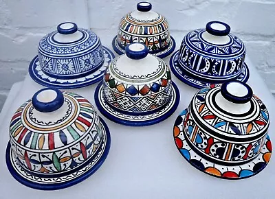 Buy HAND PAINTED CERAMIC SMALL ROUND BUTTER BELL & DISH * FES POTTERY* Many Designs • 12.99£