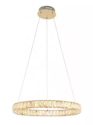 Buy Endon 70666 Swayze Brass Ring Pendant Ceiling Light Crystal Effect Acrylic Beads • 79.99£