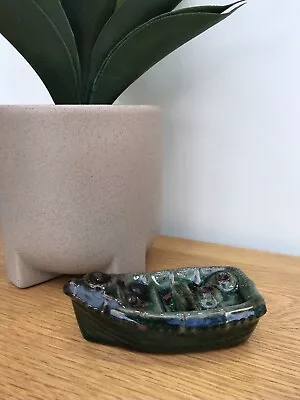 Buy The Guernsey Pottery Small Green Drip Glazed Lobster Fishing Boat Ornament • 5£