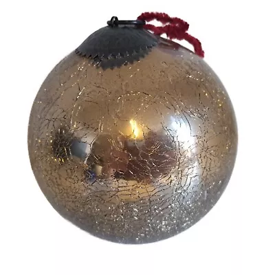 Buy Vintage Large Crackle Glass Christmas Tree Bauble 6inch Diameter  • 20£