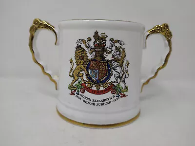 Buy Royal Stafford Fine Bone China Queen Elizabeth Silver Jubilee 1977 Loving Cup • 17£
