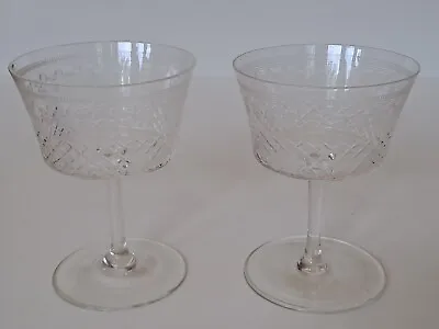 Buy Victorian/edwardian Pair Of Champagne Cocktail Glass With Etched Decoration  • 19.99£