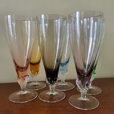 Buy Vintage Harlequin Glasses With Claw Stem, Prosecco, And Champagne Glasses X 6 • 26£