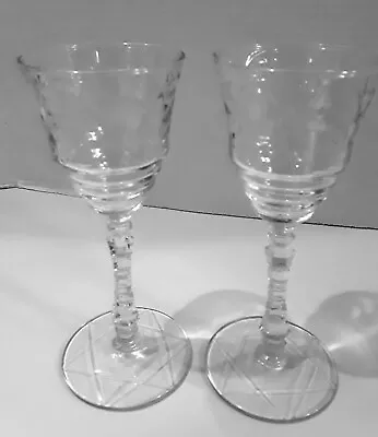 Buy 2 Libbey Rock Sharpe Arctic Rose Wine/Sherry Glasses 1940’s  4 Oz. • 30.36£