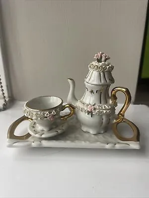 Buy Capodimonte China Victoria Miniature Tea Set - Teapot Cup Saucer And Tray • 6£