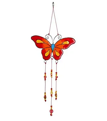Buy RED/ORANGE BUTTERFLY SUN CATCHER - Stained Glass Effect With FREE WINDOW SUCKER • 7.99£