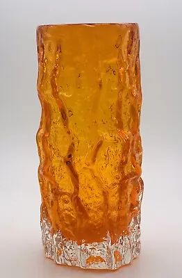 Buy Whitefriars Textured Range Orange Tangerine 6  Bark Vase 9689 Geoffrey Baxter • 70£