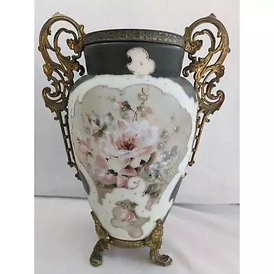 Buy Antique C.F. Monroe Co. Wavecrest Opal Glass And Gilded Bronze Vase C.1900 • 1,370.24£