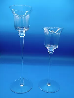 Buy Set Of 2 Clear Glass Multi Height Stemmed Candle Holders 11.5 In And 9 In Tall • 14.21£
