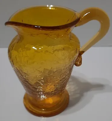 Buy Vintage Crackle Glass Topaz Short Pitcher Vase Glows Under Blacklight 3.25  • 16.02£