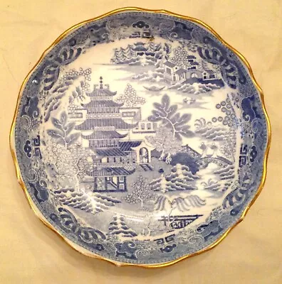 Buy 18th Century Spode Temple Two Man Blue & White Willow Bone China Dish C1780 14cm • 50£